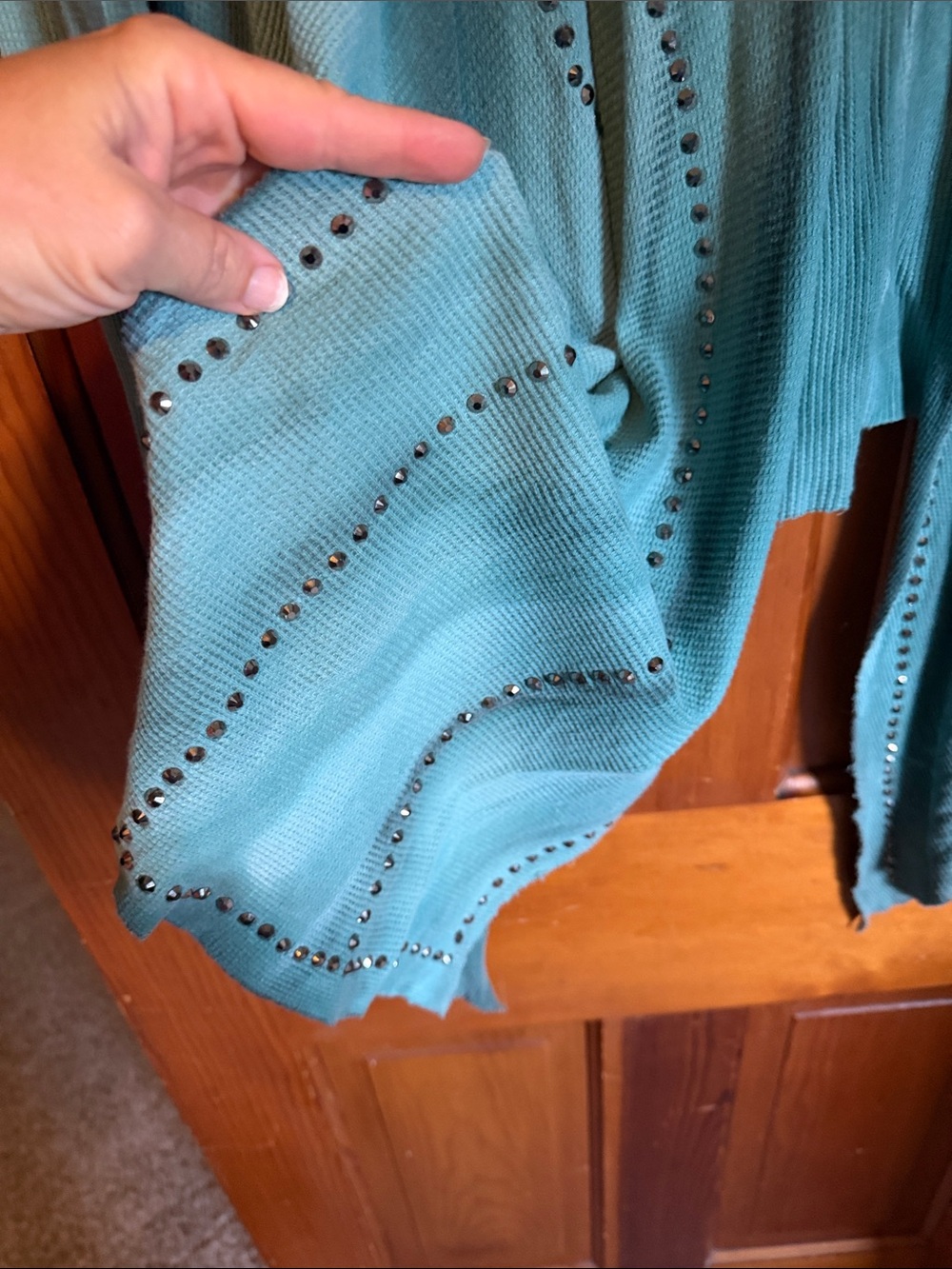 Teal Open-Front Women's Cardigan - Picture 2 of 5